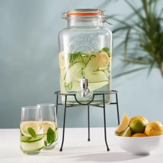 Kilner 2.1 Gallon Drink Dispenser, Large Glass Beverage Jar with Stainless Steel Tap image {2}