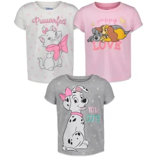 Disney Classics Lady and the Tramp Girls 3 Pack Graphic T-Shirts Little Kid to Big Kid image {8}