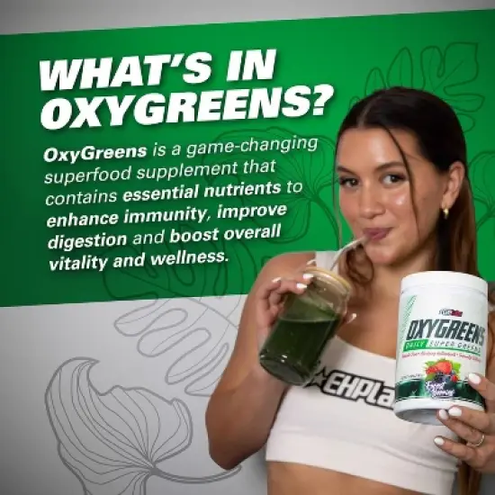 EHPlabs OxyGreens Super Greens Powder - Spirulina & Chlorella Superfood, Green Juice Powder & Greens Supplements, 30 Serves (Guava Paradise) image {2}