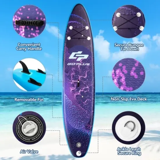 Costway 11'/10'5'' Inflatable Stand Up Paddle Board Surfboard W/Bag Aluminum Paddle Pump image {5}