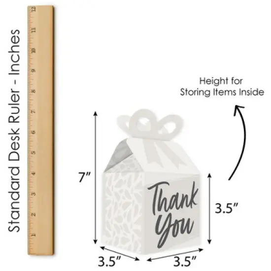 Big Dot of Happiness Champagne Elegantly Simple - Square Favor Gift Boxes - Guest Party Favors Bow Boxes - Set of 12 image {5}