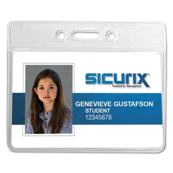 SICURIX SICURIX Badge Holder, Horizontal, 2.13 x 3.38, Clear, 12/Pack image {1}