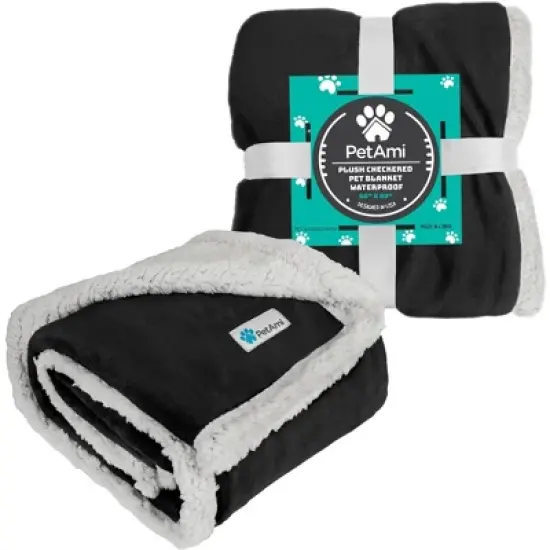 PetAmi Waterproof Dog Blanket for Bed Couch Sofa Cover, Reversible Faux Shearling Fleece Pet Throw image {6}