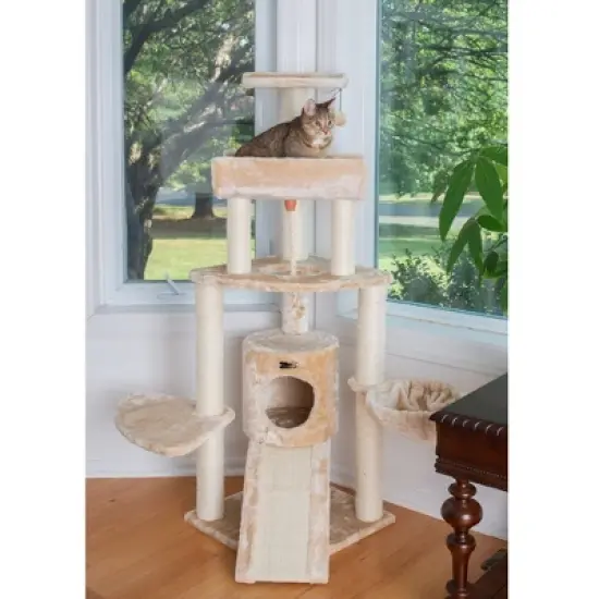 Armarkat Classic Real Wood Cat Tree With Multiple Features, Jackson Galaxy Approved, Four Levels With Rope, Basket, Ramp, Perch, and Condo image {2}