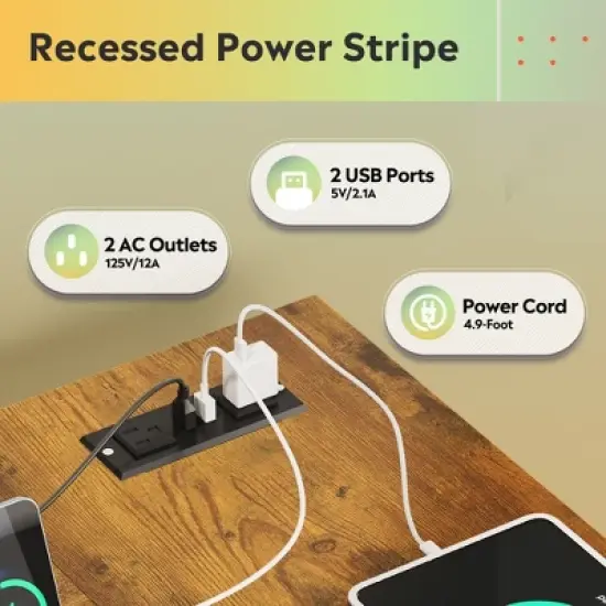 GALAXHERO 43-Inch Small L-Shaped Gaming Desk, Corner Computer Desk with Power Outlets, LED Lights & Monitor Stand, Office Desk for Bedroom image {5}