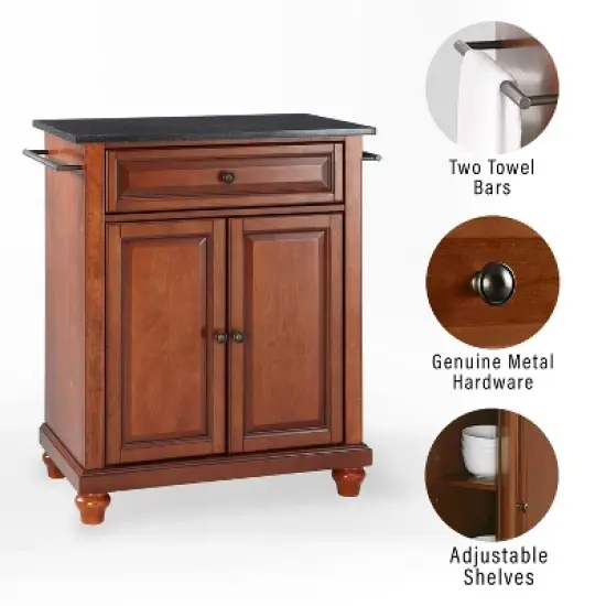 Cambridge Granite Top Portable Kitchen Island/Cart Cherry/Black - Crosley image {4}