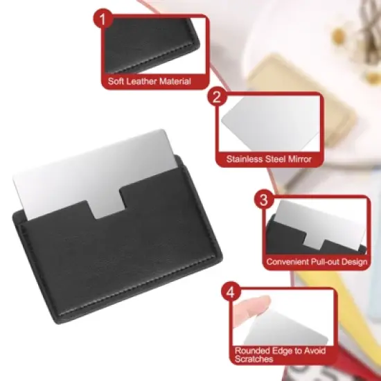 Unique Bargains Stainless Steel Smooth Travel Compact Small Makeup Mirror image {2}