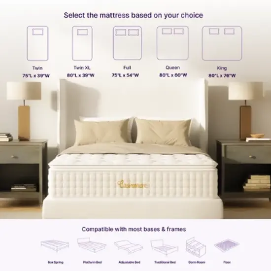 NapQueen 14" Cashmere Pillow Top Hybrid of Pocket Coils and Memory Foam Mattress image {4}