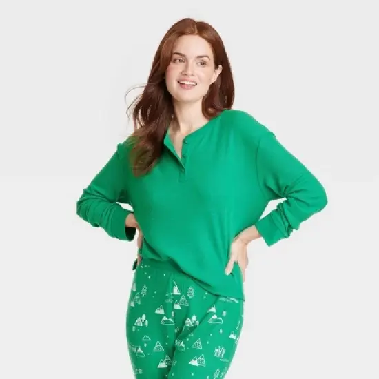Women's Matching Family Thermal Pajama Top - Wondershop&trade; Green image {3}