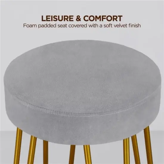 Yaheetech Set of 2 Upholstered Velvet Counter Stools with Metal Legs image {4}
