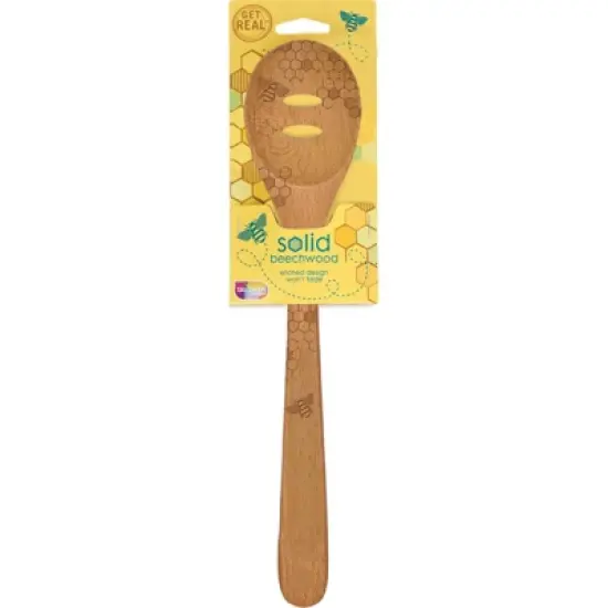 Talisman Designs Beechwood Slotted Spoon, Honey Bee Collection, Set of 1 image {1}