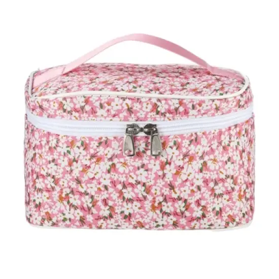 Unique Bargains Portable Peony Travel Cosmetic Bag Pink 1 Pc image {3}