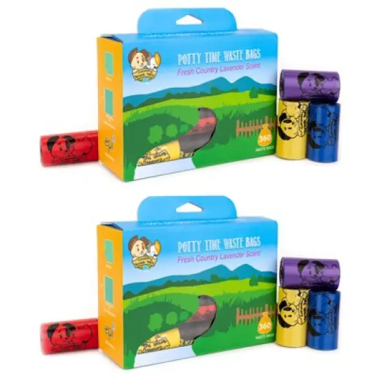 2 Pack - 360 Count - Country Brook Petz - Mixed Colors Lavender Scented Potty Time Waste Bags, 24 Rolls image {4}