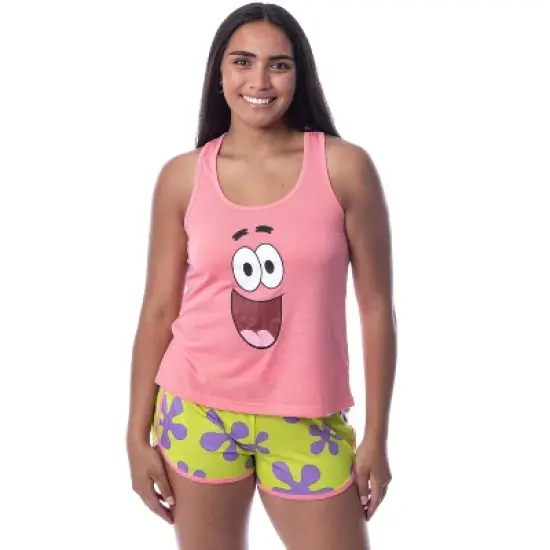 Nickelodeon SpongeBob SquarePants Womens' Patrick Tank Pajama Short Set Pink image {4}