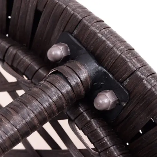 Costway Round Rattan Wicker Coffee Table Glass Top Steel Frame Patio Furni W/Lower Shelf image {7}