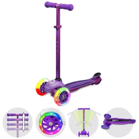 Crazy Skates Joey Glo Kick Scooter With Led Light Wheels For Kids With Complete Safety Pad Set image {4}