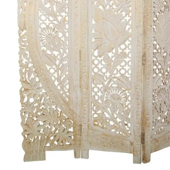 Eclectic Wood Room Divider Screen White - Olivia & May image {5}