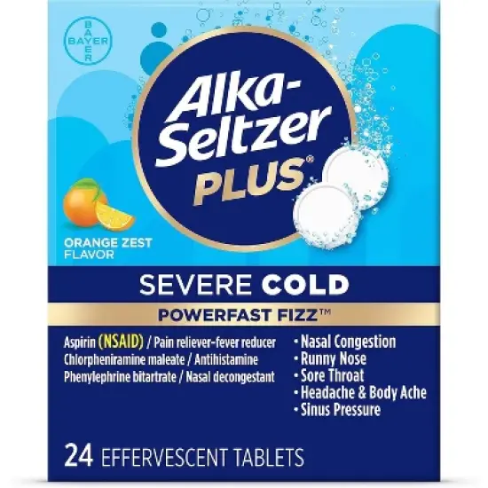 Alka-Seltzer Plus Severe Cold Effervescent Tablets Orange Zest, 24 Count image {5}