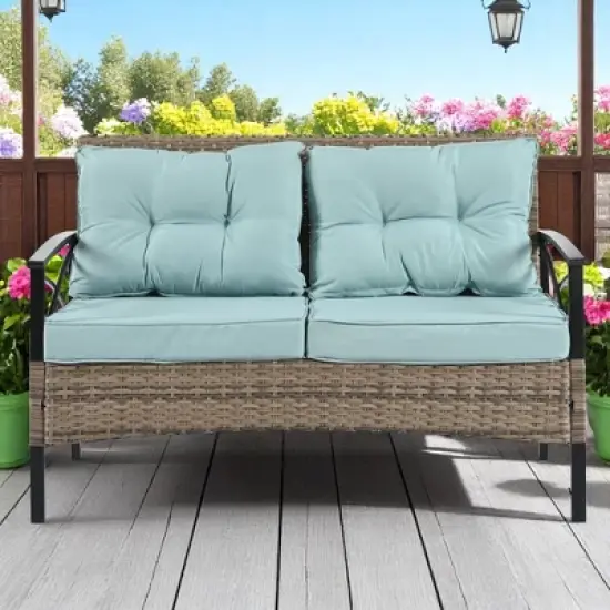 4-Piece Patio Furniture Set with PE Wicker, Metal Table, Cushions, and Comfortable Design for Outdoor Spaces image {6}