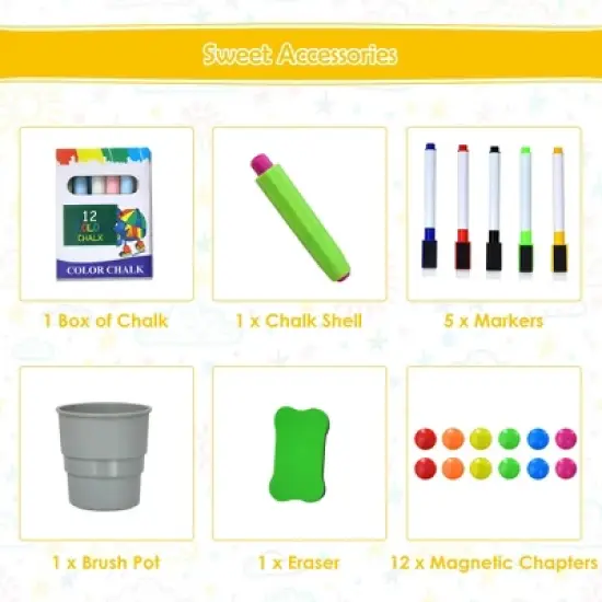 Costway 3-in-1 Kids Art Easel Double-Sided Tabletop Easel w/Art Accessories image {8}