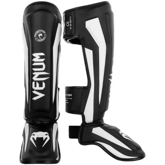Venum Elite Lightweight Standup Protective MMA Shin Guards - Black/White image {1}