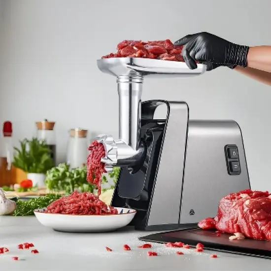 3000W Meat Grinder, Grind 3 lbs/min,Heavy-Duty Multipurpose Stainless Steel Meat Mincer with 2 Blades & 4 Grinding Plates,3 Sausage Tubes & Kibbe Kit image {10}