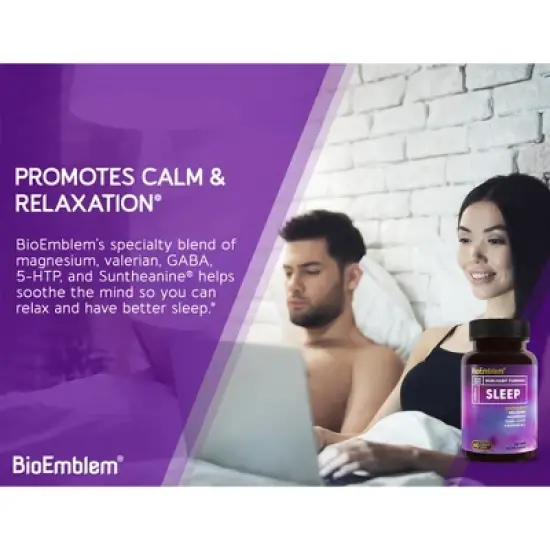 BioEmblem Natural Sleep Aid for Adults with Melatonin 60ct image {2}