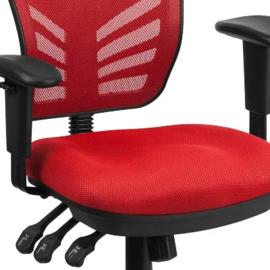 Emma and Oliver Mid-Back Mesh Triple Paddle Swivel Ergonomic Office Chair with Adjustable Arms image {5}