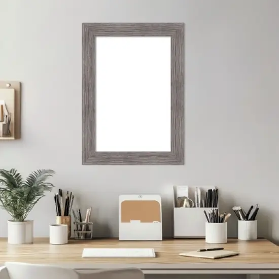 Amanti Art Pinstripe Plank Grey Narrow Framed Dry Erase Magnetic Board image {5}