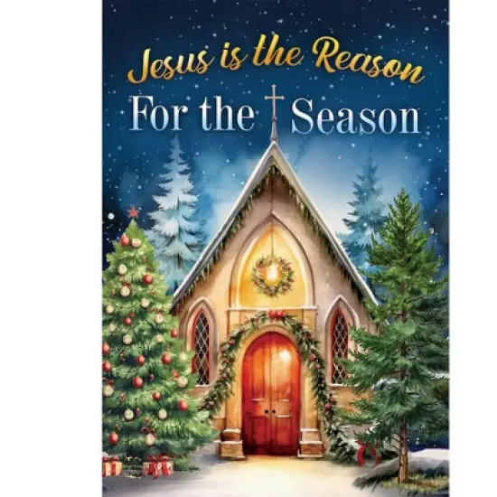 Briarwood Lane Christmas House Flag 40x28 For Outdoor Reason For the Season Church For Christmas House Flag image {2}
