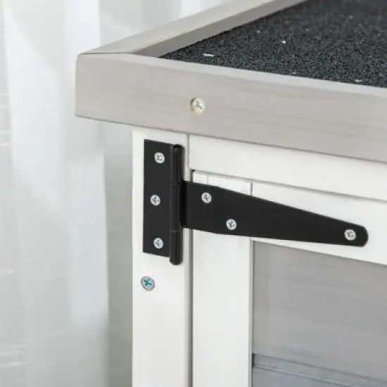 PawHut 2-Tier Cat House, Outdoor Feral Cat Shelter, with Weather Resistant Roof, Escape Door, PVC Curtain, Glass Window image {4}