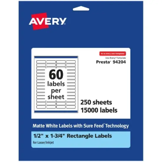 Avery Matte White Rectangle Labels, .5" x 1.75" image {8}