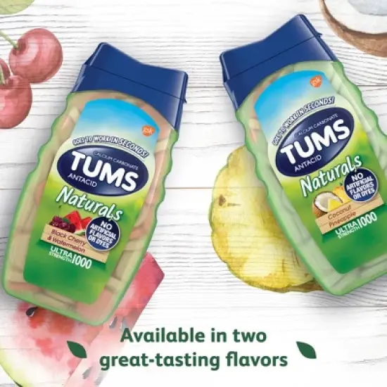 Tums Naturals Ultra Strength Antacid Chewable Tablets - Black Cherry & Watermelon image {7}
