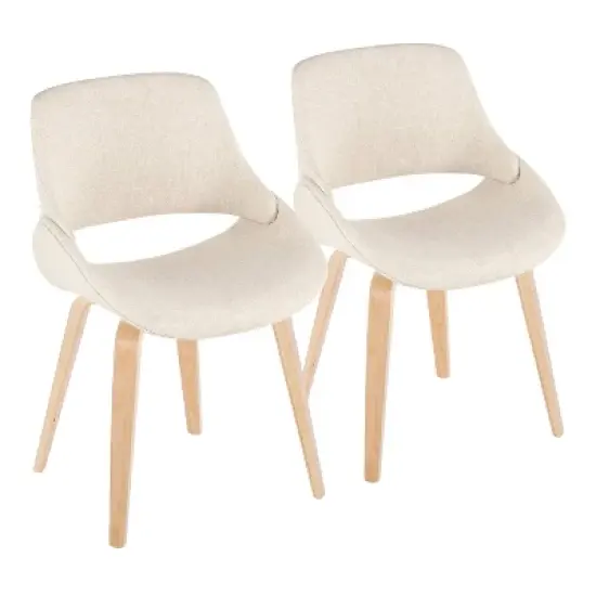 LumiSource Set of 2 Fabrico Dining Chairs Natural/Cream : Upholstered, Wood Frame, Foam Filled, Contemporary Style image {7}
