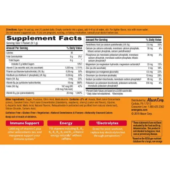 Emergen-C Vitamin C Dietary Supplement Drink Mix Powder - Raspberry - 30ct image {8}