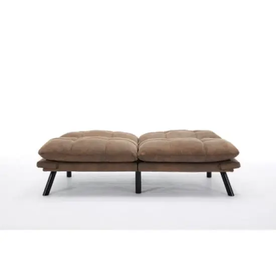 Leatehr Feeling Brown Convertible Folding Modern sofa Bed image {5}