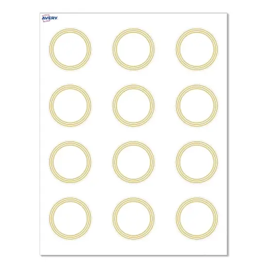 Avery&reg; Cards, 2" Diameter, Multi-Lined Gold Border, Matte White, 120ct image {9}