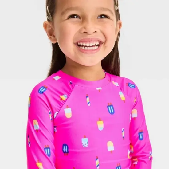 Toddler Girls' Ice Cream Cone Rash Guard Set - Cat & Jack&trade; Pink image {1}