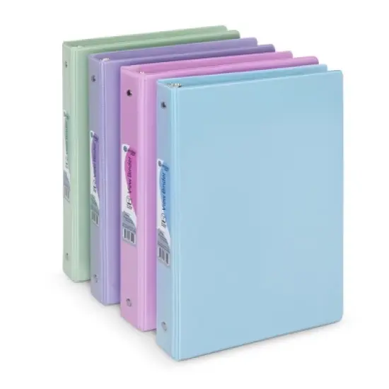Enday 3 Ring Binder, Round Ring Pastel With Clear View Cover for Letter Size 8.5 x 11'' Paper & 2 Inside Pockets, 4 Pack image {8}
