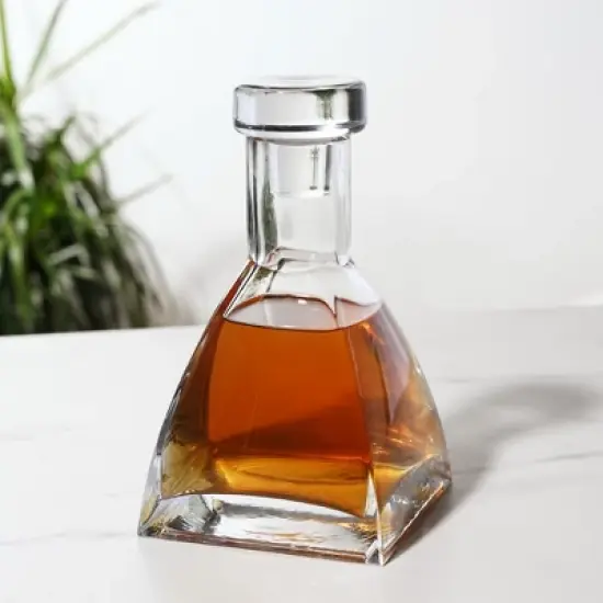 True Apex Decanter - Whiskey Liquor Decanter 26 Ounces, Hand Blown Barware with Crystal Stopper, Clear Finish image {5}