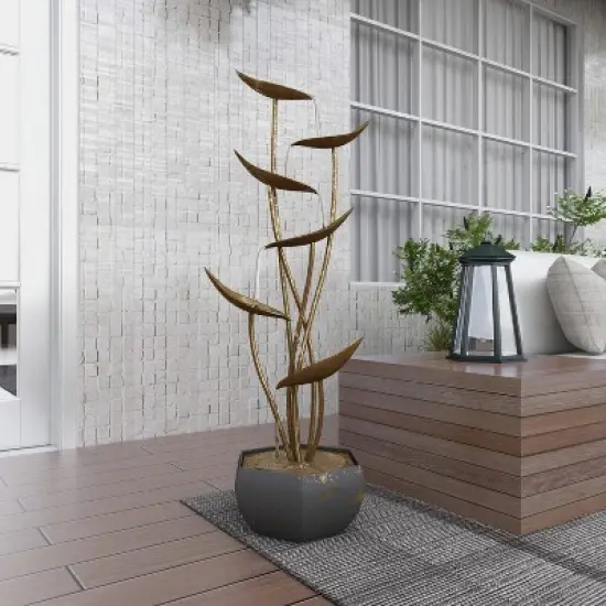 43" Metal Rustic Fountain Gold - Olivia & May image {10}