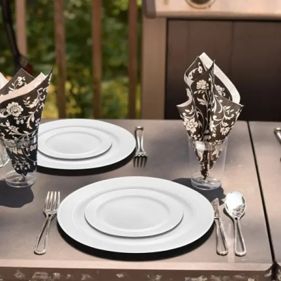 Smarty Had A Party 7.5" White w/ Silver Plastic Appetizer/Salad Plates - 120 pcs image {7}