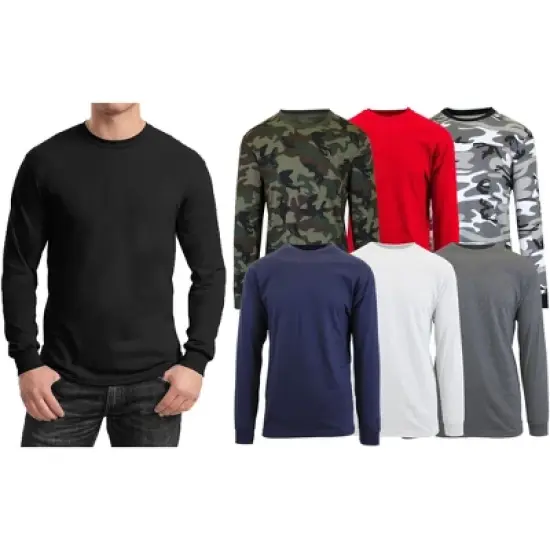 Galaxy By Harvic Men's Cotton-Blend Long Sleeve Crew Neck Tee image {1}