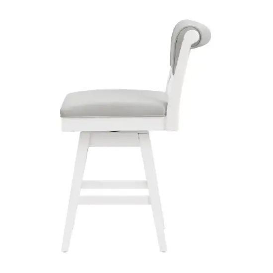 Clarion Wood and Upholstered Counter Height Swivel Stool Sea White - Hillsdale Furniture image {6}