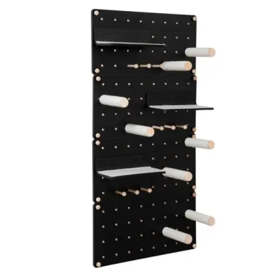 DOMETOUR Wall-Mounted Cat Shelves Floating Cat Tree on Pegboard with Sisal Scratching Posts, jumping Platforms, Hanging Poles, Black image {2}