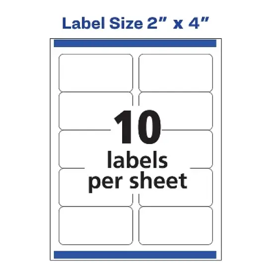 Avery Mailing Labels Shipping 2"x4" 100/PK Glossy CL 6522 image {3}