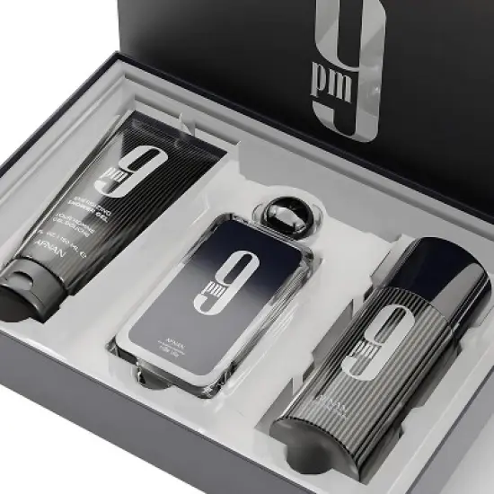 Afnan 9 PM Luxury Perfume Gift Set for Men Eau De Parfum 3.4 Fl Oz with Deodorant (5.0 Oz) and Shower Gel (6.7 Oz) image {1}