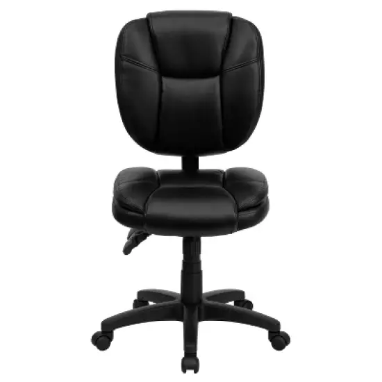 Multi-Functional Ergonomic Swivel Task Chair Black Leather - Flash Furniture image {3}