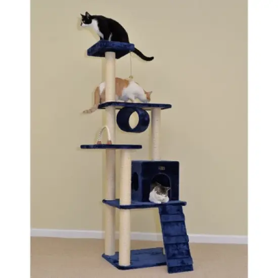 Armarkat 71" Navy Real Wood Cat Climbing Tower, Cat Scratching Furniture, A7101 image {1}