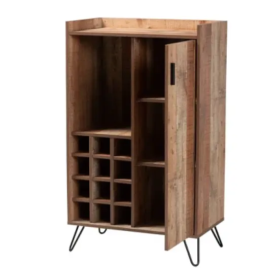 Mathis Wood and Wine Cabinet Brown/Gold - Baxton Studio image {2}